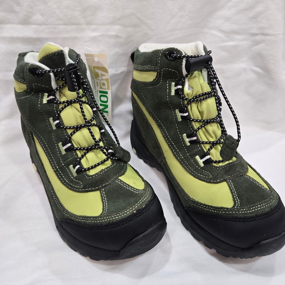 Lands End Green Hiking Boots AgION Antimicrobial Lace Up WMS 6B Women's Shoes